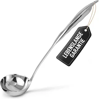 Zulay Küche Edelstahl Suppenkelle 30.5cm – Schöpfkelle mit langem Griff & großer Kapazität, ideal zum Rühren & Servieren von Suppen – Robuste Küchen Schöpflöffel für Suppe, Eintopf, Brühe und Soßen