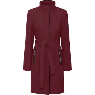 Vero Moda Kurzmantel "VMBLASSJESSY AW WOOL JACKET GA LCS" mit Wollanteil und Lederimitat Details, windsor wine