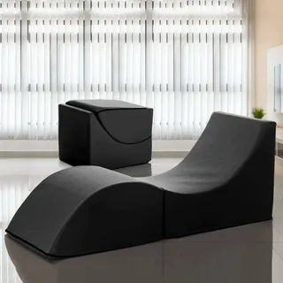 Talamo Italia Pouf Kunstleder 130 x 50 x 50 cm Schwarz