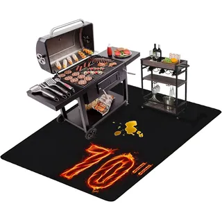 THMINS 178 x 122 cm extra große Grillunterlage für Outdoor-Grills | Schutz für Terrasse und Boden, wasserdicht, ölabweisend, leicht zu reinigen, extra große Grillmatte