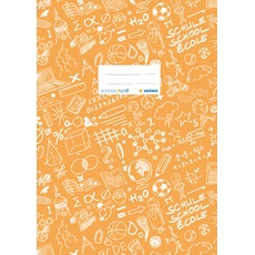 HERMA 19405 Heftumschlag A4 Schoolydoo Orange, Hefthülle mit Beschriftungsetikett aus strapazierfähiger & abwischbarer Polypropylen-Folie, Heftschoner für Schulhefte, farbig