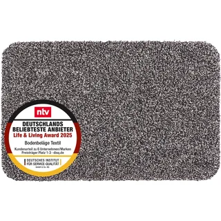 Astra Schmutzfangmatte innen waschbar 40x60 cm – Sauberlaufmatte anthrazit 100% Baumwolle Türmatte - Entra SAUGSTARK - rutschfeste Fußmatte pflegeleicht
