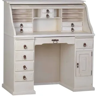 MiaMöbel Mexico Sekretär - groß, old white Massivholz Pinie Mexiko Möbel Mexikanisch