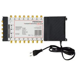Premium X PXMS 9/16 Multischalter mit Netzteil Multiswitch 2 SAT für 16 Teilnehmer Satverteiler Digital HDTV FullHD 4K UHD 8K