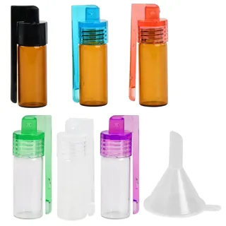 Astralong 6 Stück Gewürzpulver Dosierer mit Löffel & Mini Trichter, Auslaufsichere Glasflaschen für Salz, Pfeffer, Kräuter & Pulver, Tragbare Aufbewahrungsbehälter für Küche, Camping & Reisen