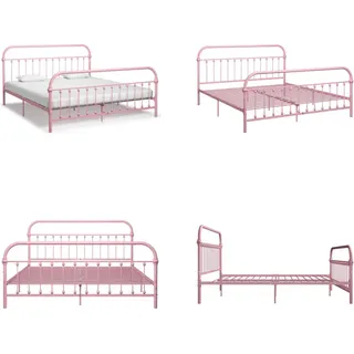 vidaXL Bettgestell Rosa Metall 180x200 cm - Bettgestell - Bettgestelle - Bettrahmen - Bettrahmen - Rosa