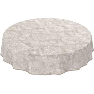 ANRO Wachstuchtischdecke abwaschbar Rund 100 cm Hellgrau-Beige