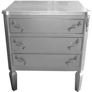 Casa Padrino Barock Kommode Silber B60 H69 cm - Handgefertigte Art Deco Möbel