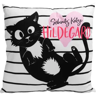 United Labels Ralf Schmitz Kissen – Hildegard Dekokissen Schmitz' Katze Sitzkissen Weiß/Schwarz