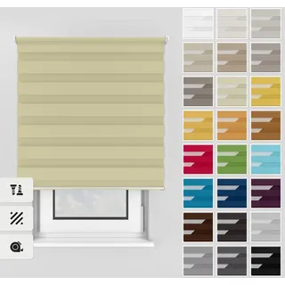 Estika Doppelrollo mit Bohren 90x220 cm Farbe: Pastellgelb, Rollo Deckenmontage und Wandmontage Fenster rollos für innen, Jalousien Fenster, Tür Rollo