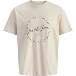T-Shirt JACK & JONES "JJGRAYSON TEE SS CREW NECK", Herren, Gr. S, moonbeam, Jersey, Obermaterial: 100% Baumwolle, bedruckt, regular fit normal, Rundhals, Shirts T-Shirt, Baumwolle, regular fit