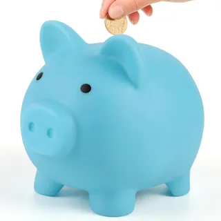 Sparschwein Glücksschwein, Blaues Sparschwein, Unzerbrechliches Spardose für Kinder, Plastikspardose, Niedliche Münzen Sparbüchse für Hochzeit, Weihnachten, Halloween, Geburtstagsgeschenke