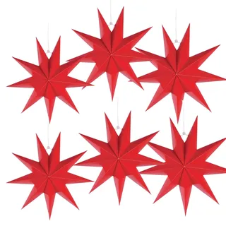 XIAQICA 6 Stück Papiersterne Weihnachten Faltsterne Weihnachtsstern Deko 25/30/45cm Weihnachtsdeko Papier Stern für Weihnachts Weihnachtsbaum Hochzeit Dekoration(Rot)