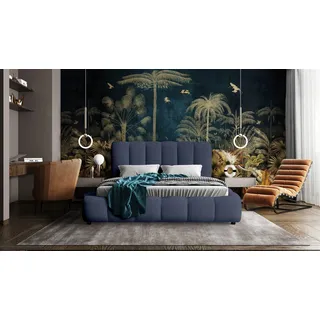 Polsterbett Doppelbett HEDA 180x200cm Komplettset in Stoff Perfect Harmony Blau