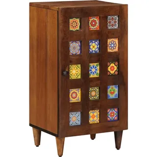 Sideboard mit Speicher Walnuss 40 x 33 x 75 cm Massivholz Mango - Braun