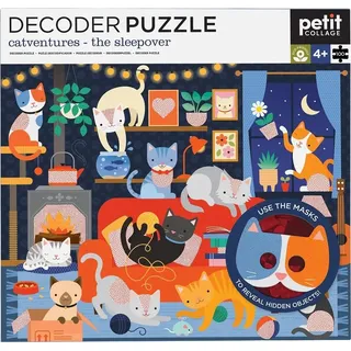 Petit Collage Puzzle Katzen - Decoder Puzzle Catventures 100 Teile