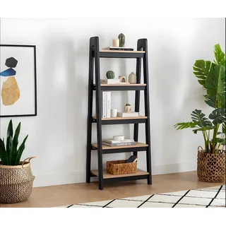 Schwarz-Brauner Bücherregal Designer Wandregal Büro Aktenregalständer - Schwarz