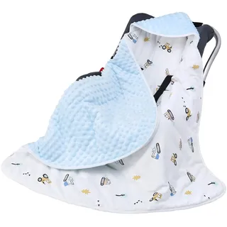 Miracle Baby Einschlagdecke Babyschale Winter Baumwolle Reversible Decke Universal Kuscheldecke 90x90cm für babyschale Kinderwagen mit 8 Punkt Gurt Löcher