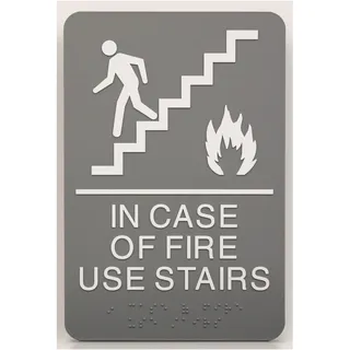 Headline Schild 5400 in Case of Fire Use Stairs ADA Schild, Braille und Bild, Kunststoff Tür Wandschild, 15,2 x 22,9 cm