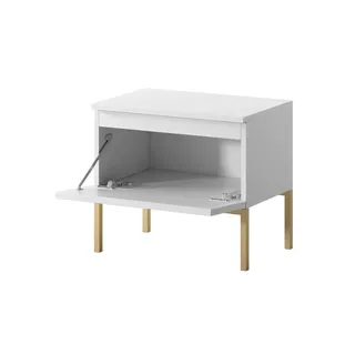 Selsey Nachtkommode mit goldenem Kufengestell ¦ weiß ¦ Maße (cm): B: 49 H: 43