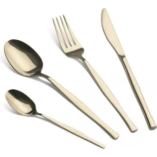 Berlinger Haus Besteck-Set 24-teilig - Edelstahl mit Hochglanz- und Gold-PVD-Beschichtung, elegantes Design, enthält Messer, Gabeln, Löffel und Teelöffel, Farbe: Champagner - Gold