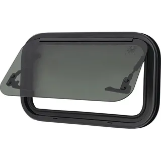 RV Ausziehfenster, gehärtetes Glas, Insektenschutz, schwarz