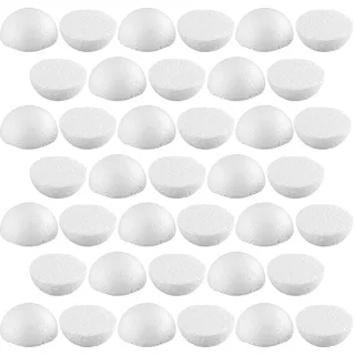 Halber Styroporkugeln 3 cm 40 Stück – Weiße halbe Bastelkugeln aus Styropor – Halbkugeln zum Bemalen, Bekleben und Dekorieren – Ideal für Weihnachtskugeln, Paillettentechnik und DIY Bastelprojekte