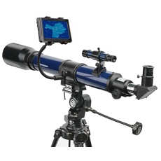 Bresser Teleskop SKYLUX Linsenteleskop 70/700mm mit Smartphone Halter und Sonnenfilter, dunkelblau, 9618760LC1000