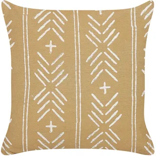 BELIANI Dekokissen Sandbeige und Weiß Baumwolle 45 x 45 cm Bezug mit Füllung Reißverschluss Geometrisches Muster Boho Wohnzimmer Schlafzimmer Deko - Beige, Weiß