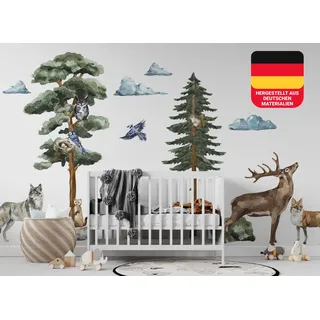 Osomhome | FOREST MYSTERY XL | Wandsticker Wandtattoo Kinderzimmer | Wanddeko Babyzimmer | Wandbilder Jugendzimmer | Wald Waldtiere | (ms3630)