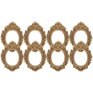 ABOOFAN 8 Stück Mini Bilderrahmen, Gold Oval Vintage im Barockstil – kleine geprägte Foto-Rahmen aus Kunstharz für Scrapbooking, Collagen, Puppenhaus & Basteln, 7 x 5,2 cm