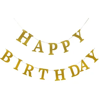 Buchstaben-Girlande "Happy Birthday", gold, 5 m, 1 Stk.