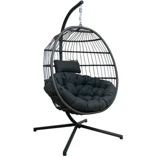 Hängesessel , Anthrazit, Grau , Metall, Kunststoff, Textil , 106x127x68 cm , Gartenmöbel, Gartenschaukeln, Hängesessel