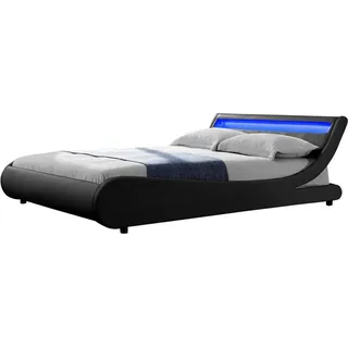 Habitat et Jardin Doppelbett mit LED natacha - 160 x 200 cm - Schwarz