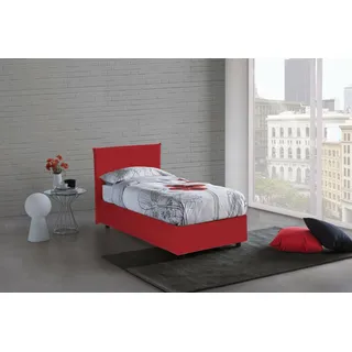 Talamo Italia - Cassiopea-Einzelbett, Bettkasten mit Stoffbezug, 100 % Made in Italy, Öffnung vorne, geeignet für Matratzen 80 x 200 cm, Rot