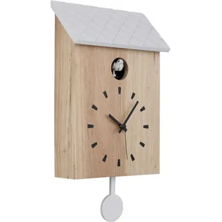 Globo Wanduhr , Braun, Schwarz, Weiß , Holz , 7.8x38x22 cm , Ce , Dekoration, Uhren, Wanduhren