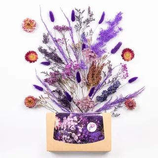 Kunstharz.Art Echte & natürliche getrocknete Blumen - Geschenk zum Muttertag & Ostern, Basteln mit Resin und Osterdekoration, Blüten und Trockenblumen Set, Gastgeschenk für Hochzeit (Lila Violett)