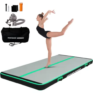 AirTrack Nordic Carbon 3m - 8m mit elektrischer Luftpumpe, aufblasbare Gymnastikmatte Zuhause, besten für Gymnastik & Cheerleading, 1.5m breit & 15cm dick air tracking matte, Air Track