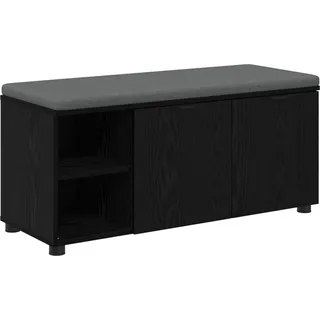 Flurbank mit Kissen mit Regal Schwarze Eiche 100 x 38 x 46 cm - Schwarz