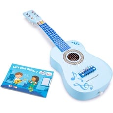 Bild von - 10349 - Musikinstrument - Spielzeug Holzgitarre - Blau mit Noten