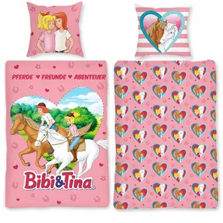 Bibi und Tina Herz Bettwäsche 100% Baumwolle Linon/Renforcé