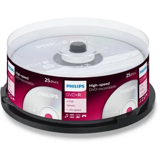 Philips DVD+R Rohlinge High-Speed (4.7 GB /120 Minuten Video, 1-16x Speed, 25er Spindel)
