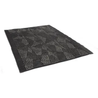 Teppich DIE HAUSKUNST "Chiya Tiama 3" Gr. 32, schwarz, B:60cm H:4mm L:180cm, Baumwolle, Jute, Teppiche, Teppich, Flachgewebe, handgewebt, mit Fransen