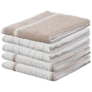 Brandsseller 5er Pack Frottier-Küchenhandtuch Geschirrhandtuch 100% Baumwolle - saugstark schnelltrocknend strapazierfähig - Größe: ca. 45x65 cm - Beige