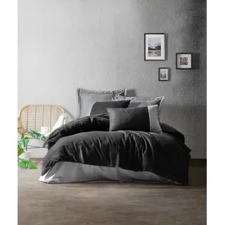 L'Essentiel Linge de Maison, Plain- CTN2694, Schwarz,Grau, Bettdecken, 100% Baumwolle ranforce - Schwarz, Grau