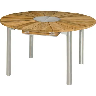 Zebra Gartentisch , Naturfarben , Holz, Metall , Recyclingholz, Teakholz , massiv, Hartholz , oval , Rundrohr , 135x75x135-185 cm , ausziehbar , Gartenmöbel, Gartentische, Gartentische ausziehbar