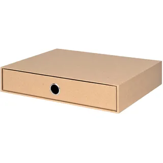 Rössler SOHO 1er Schubladenbox aus Papier | Büro Organizer Schreibtisch | Schubladen Organizer Büro Zubehör & Bürobedarf | Schreibtisch Organizer Box | 34 x 25 x 7 cm | 1 Stück | Farbe: Braun | Kraft