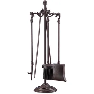 Relaxdays Kaminbesteck 5-teilig , Braun , Metall , 18x51x18 cm , Elektrogeräte, Heizgeräte, Elektrokamine