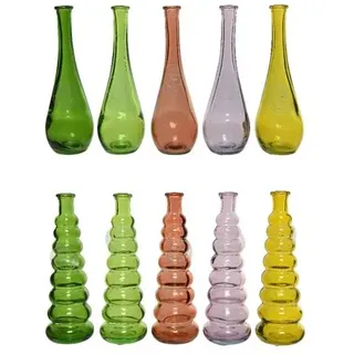 Dekorative Blumenvase aus Glas Mix 18 cm - Grün, dunkelgrün, Gelb, bordeaux, Transparent