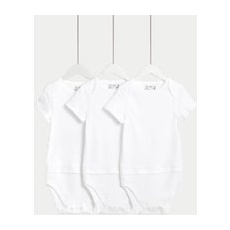 Unisex,Boys,Girls M&S Collection 3pk Adaptive Pure Cotton Bodysuits (0 Mths-16 Yrs) - White, White - 3-6 M